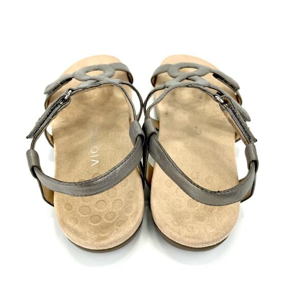 Vionic Jodie Orthotic Flat Sandal Size 10 Silver Adjustable Straps Arch Support - Picture 4 of 16